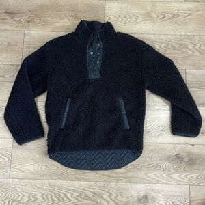 Athleta Black Cozy Sherpa Snap Sweatshirt Pullover